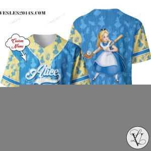 Alice In Wonderland Custom Name Baseball Jersey Shirt