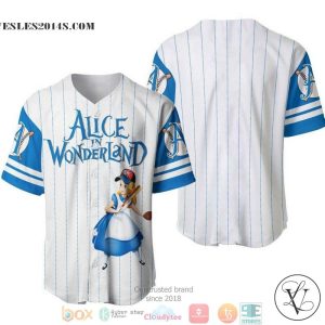 Alice In Wonderland Pinstripe White Baseball Jersey