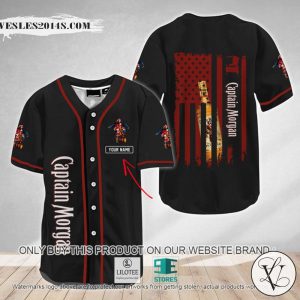 American Flag Captain Morgan Custom Name Baseball Jersey