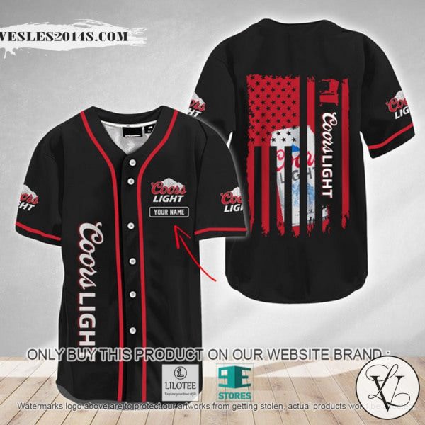 American Flag Coors Light Custom Name Baseball Jersey