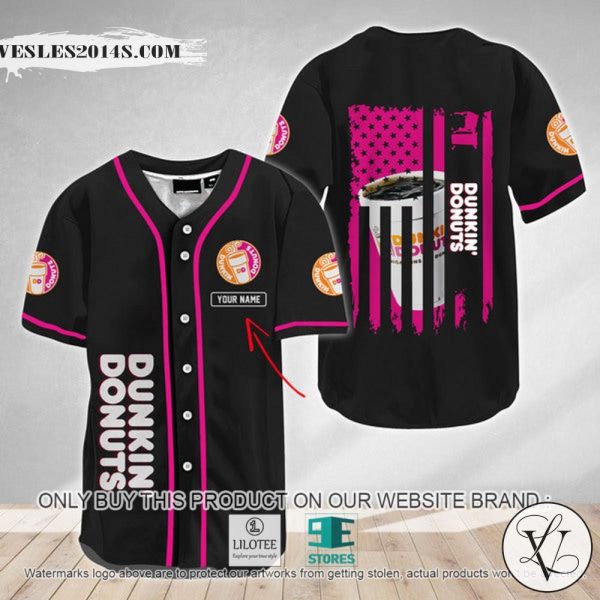 American Flag Dunkin Donuts Custom Name Baseball Jersey