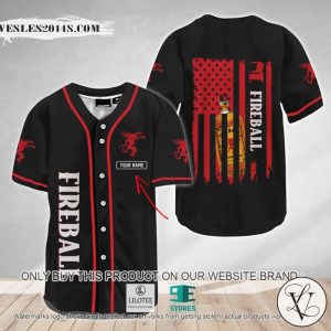 American Flag Fireball Whisky Custom Name Baseball Jersey