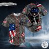 American Flag Grim Reaper Shh Red Eyes Skull Baseball Jersey