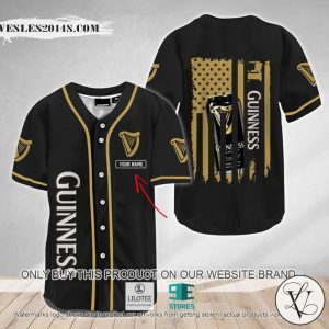 American Flag Guinness Beer Custom Name Baseball Jersey