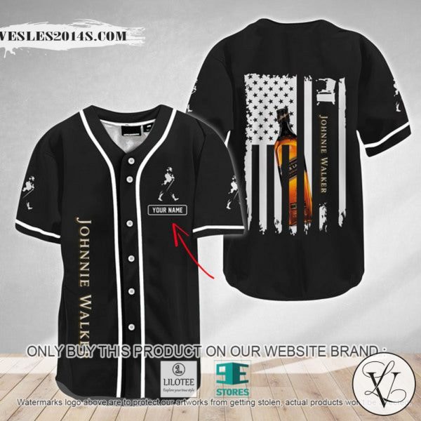 American Flag Johnnie Walker Custom Name Baseball Jersey