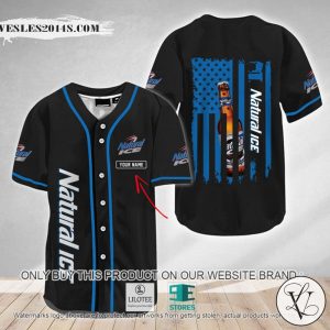 American Flag Natural Ice Custom Name Baseball Jersey