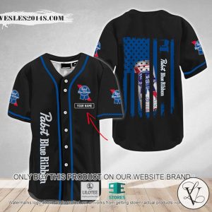American Flag Pabst Blue Ribbon Custom Name Baseball Jersey