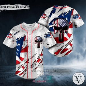 American Flag Punisher Skull Baseball Jersey