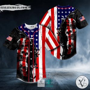 American Flag Skull Custom Baseball Jersey