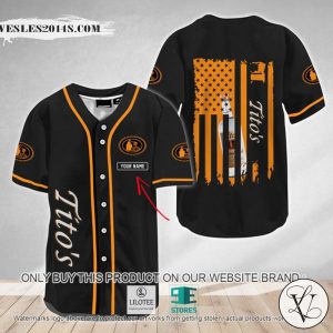 American Flag Titos Vodka Custom Name Baseball Jersey