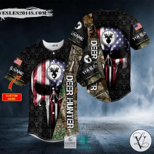 American Skull Flag Deer Hunter Custom Baseball Jersey