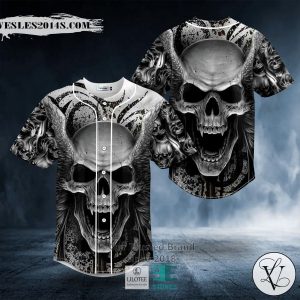 Angel Winged Skull Baseball Jersey