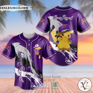 Anime Pikachu Crown Royal Whiskey Baseball Jersey Shirt
