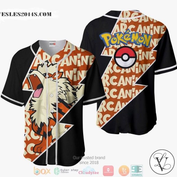 Arcanine Pokemon Baseball Jersey Shirt