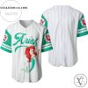 Ariel Princess The Little Mermaid All Over Print Pinstripe Baseball Jersey – White