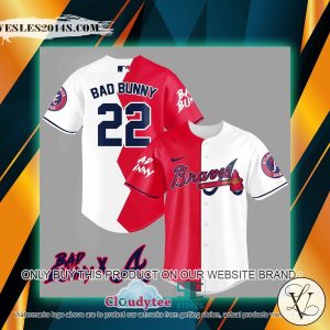 Bad Bunny Atlanta Braves white red Baseball Jersey
