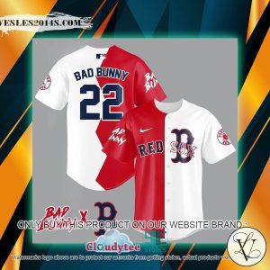 Bad Bunny Boston Red Sox white red Baseball Jersey
