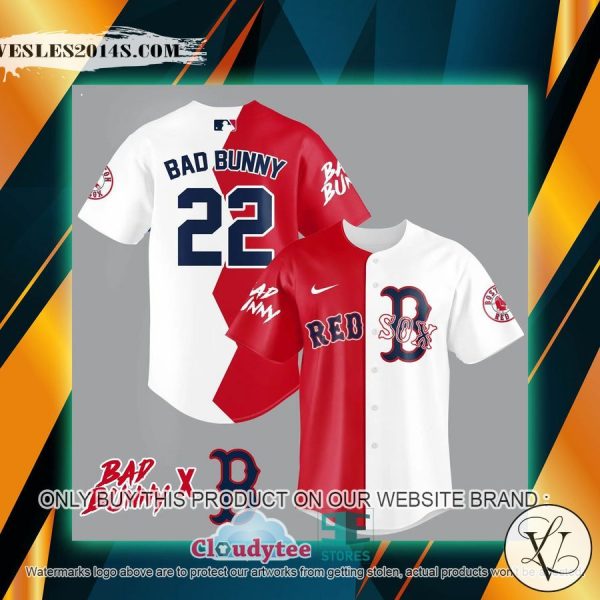 Bad Bunny Boston Red Sox white red Baseball Jersey