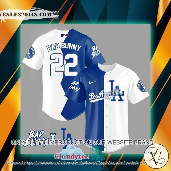 Bad Bunny Los Angeles Dodgers white blue Baseball Jersey