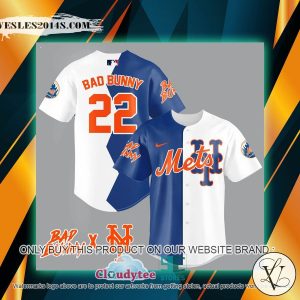 Bad Bunny New York Mets white blue Baseball Jersey
