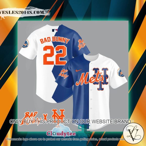 Bad Bunny New York Mets white blue Baseball Jersey