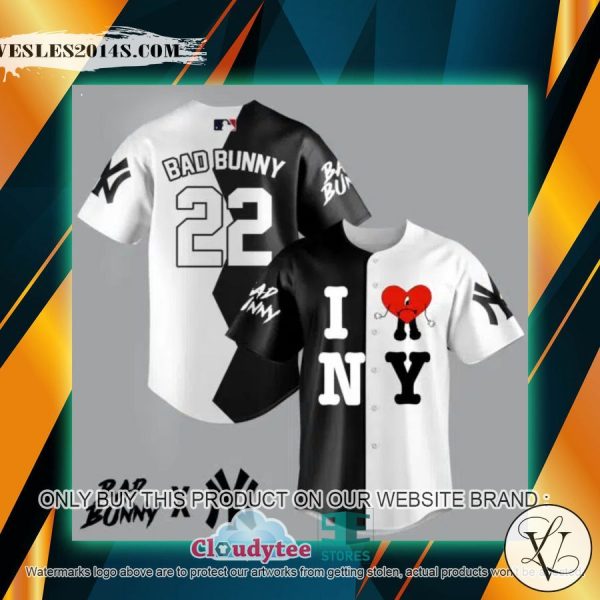 Bad Bunny New York Yankees I Love NY Baseball Jersey