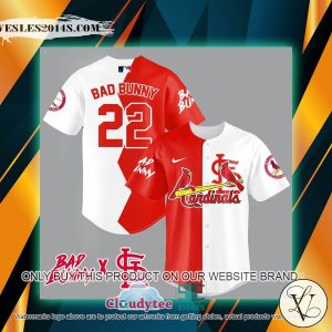 Bad Bunny St. Louis Cardinals white red Baseball Jersey
