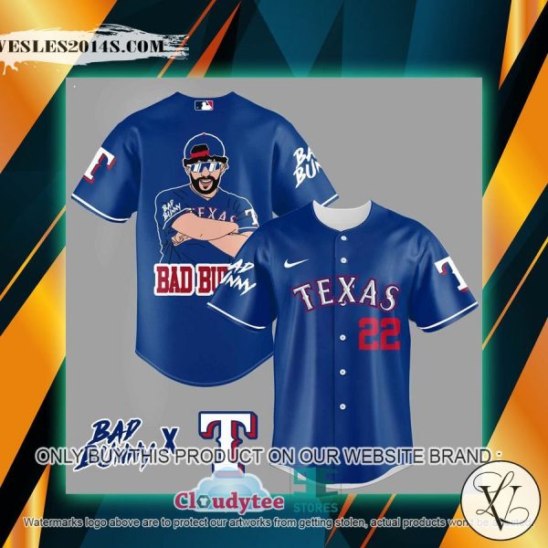 Bad Bunny Texas Rangers blue Baseball Jersey