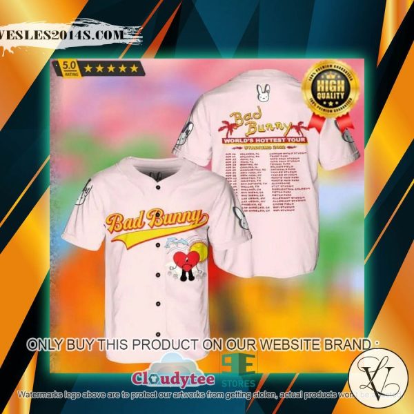 Bad Bunny Tour pink Baseball Jersey