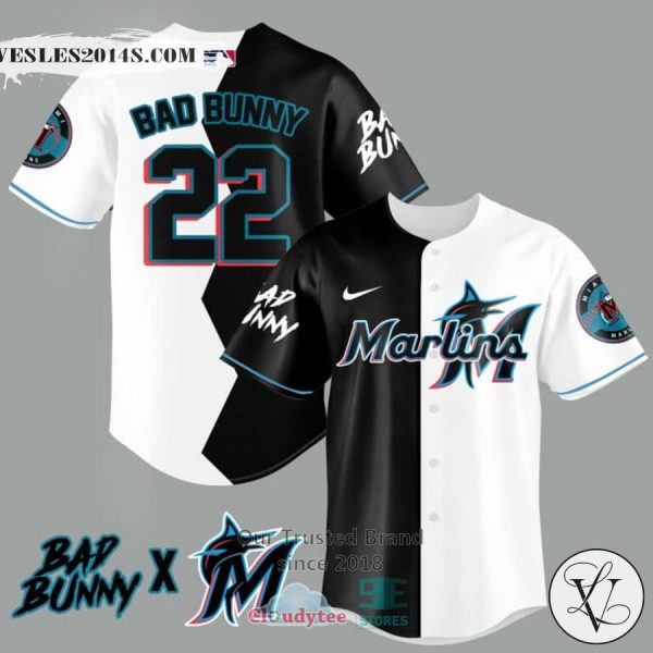 Bad Bunny and Miami Marlins Baseball Jersey