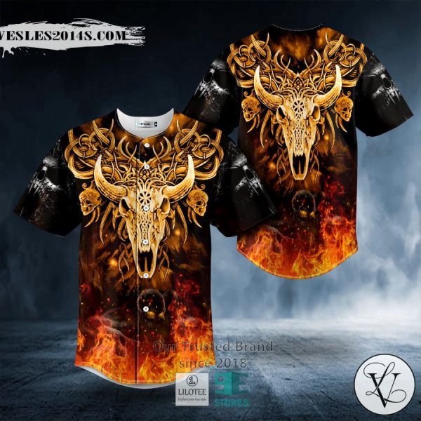 Baphomet Fire Zombie Monster Skull Baseball Jersey