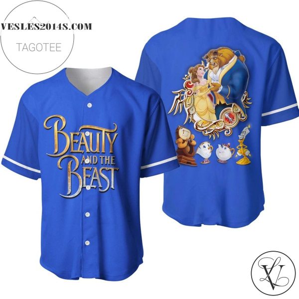 Beauty And The Beast All Over Print Baseball Jersey – Blue