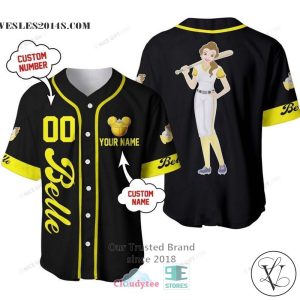 Beauty And The Beast Belle Cartoon Personalized Baseball Jersey Shirt