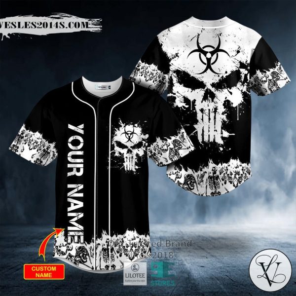 Biohazard Punisher Skull Custom Baseball Jersey