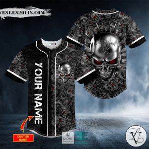Biohazard Tribal Metal Skull Custom Baseball Jersey