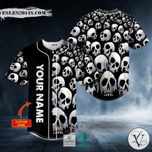 Black And White Pattern Skull Custom Baseball Jersey