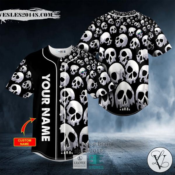 Black And White Pattern Skull Custom Baseball Jersey