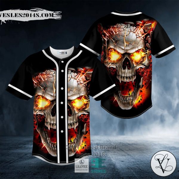 Black Blast Skull Baseball Jersey
