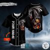 Black Gothic Dragon Fire Skull Custom Baseball Jersey