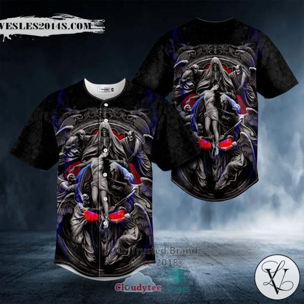 Black Reaper’s Doors Skull Baseball Jersey