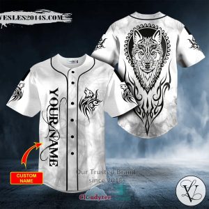 Black White Yinyang Wolf Viking Tattoo Personalized Baseball Jersey