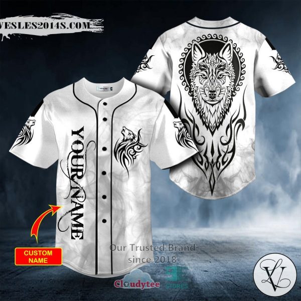 Black White Yinyang Wolf Viking Tattoo Personalized Baseball Jersey