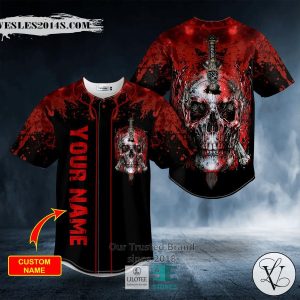 Blood Broken Sword Skull Custom Baseball Jersey