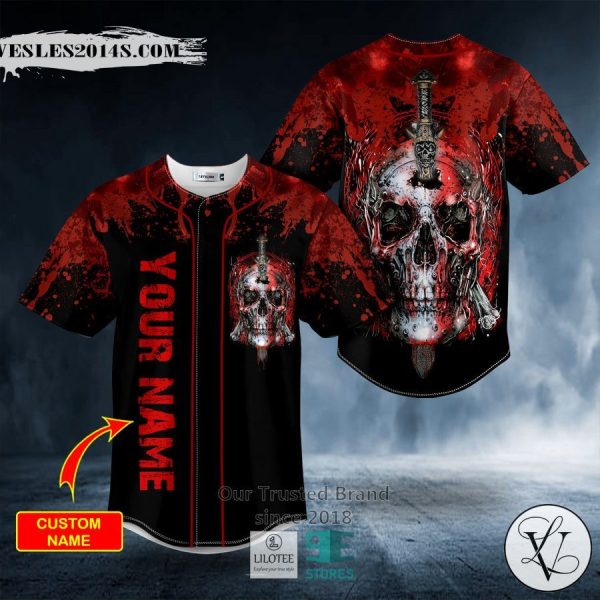 Blood Broken Sword Skull Custom Baseball Jersey