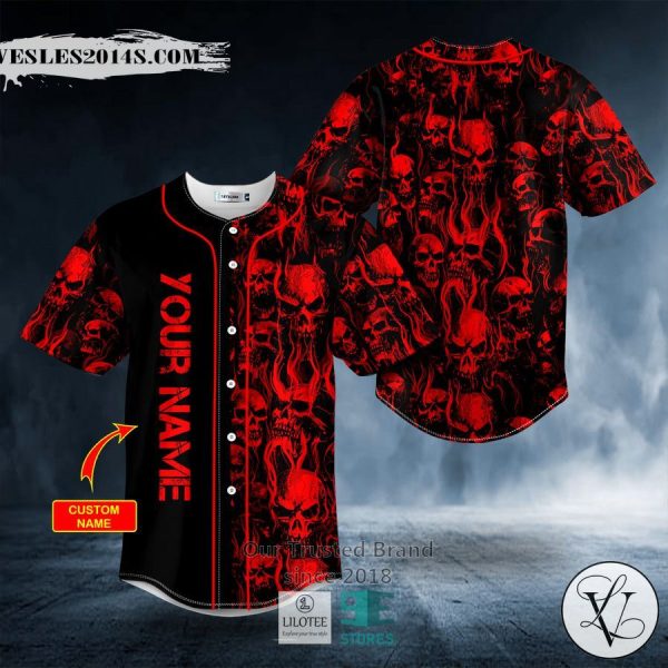 Blood Fire Skull Custom Baseball Jersey