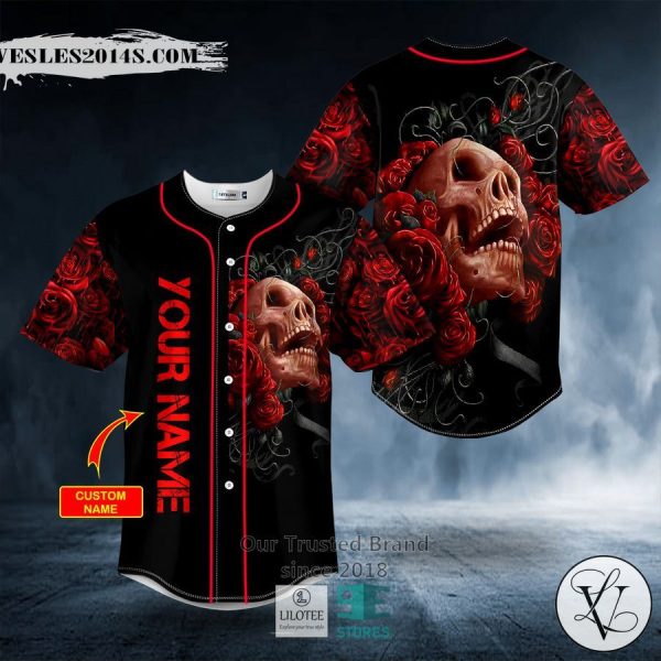 Blood Roses Skull Custom Baseball Jersey