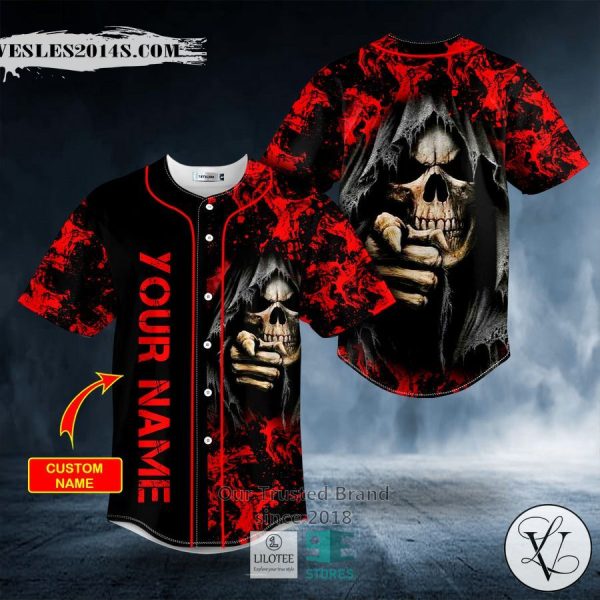 Bloody Grim Reaper Pointing Skull Custom Baseball Jersey