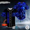 Blue Cracked Skull Custom Baseball Jersey