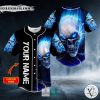 Blue Fire Lightning Custom Baseball Jersey