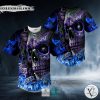 Blue Flame Cross Sugar Skull Baseball Jersey